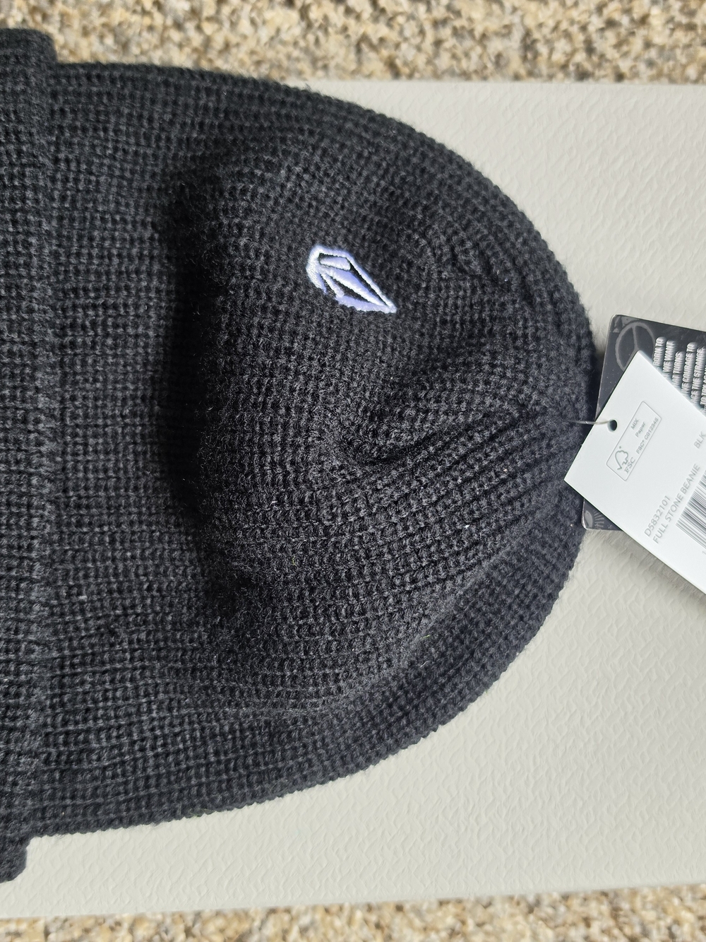 Volcom Black Knit Beanie with Subtle Logo